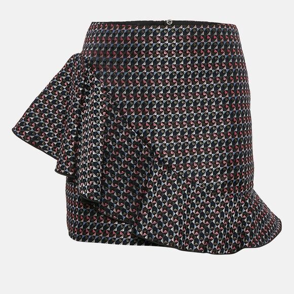 Emporio Armani Multicolor Geometric Jacquard Ruffled Mini Skirt S